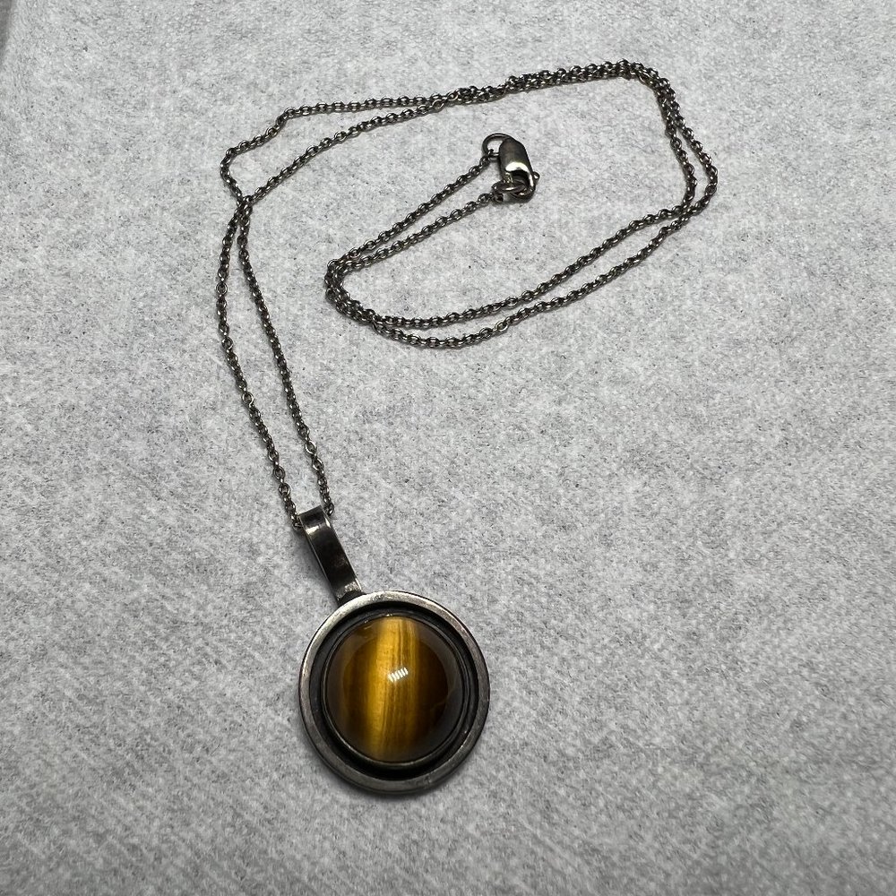 Tiger Eye Sterling Silver  Necklace